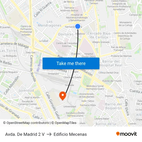 Avda. De Madrid 2 V to Edificio Mecenas map