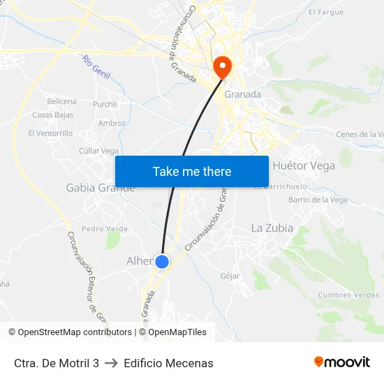 Ctra. De Motril 3 to Edificio Mecenas map