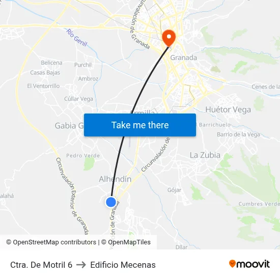 Ctra. De Motril 6 to Edificio Mecenas map