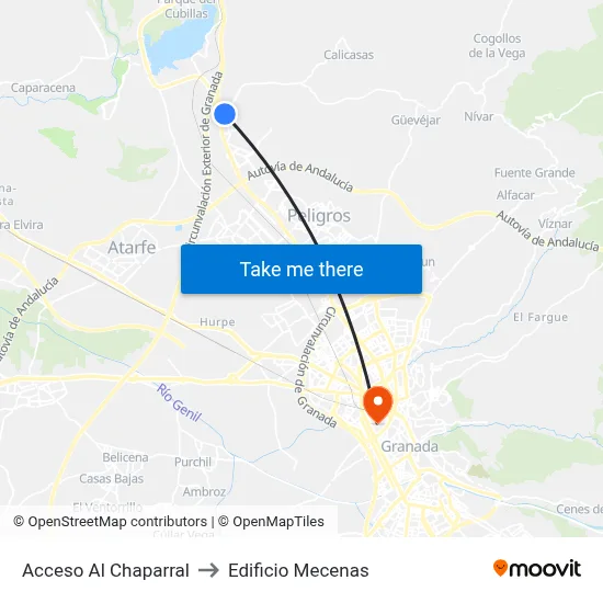 Acceso Al Chaparral to Edificio Mecenas map