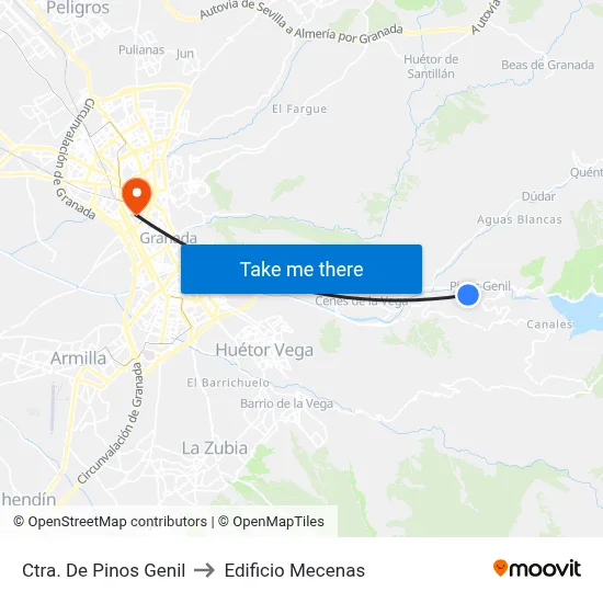 Ctra. De Pinos Genil to Edificio Mecenas map