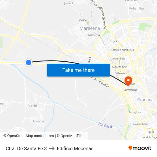 Ctra. De Santa Fe 3 to Edificio Mecenas map