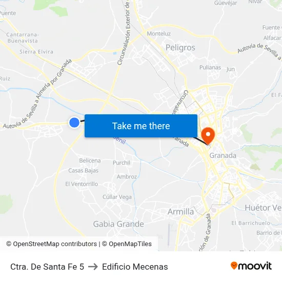 Ctra. De Santa Fe 5 to Edificio Mecenas map