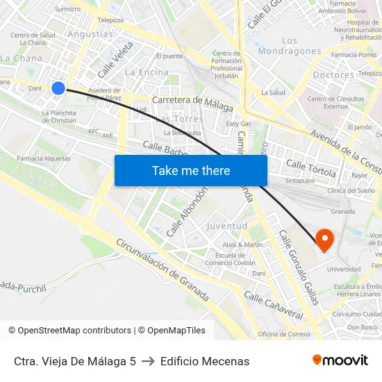 Ctra. Vieja De Málaga 5 to Edificio Mecenas map