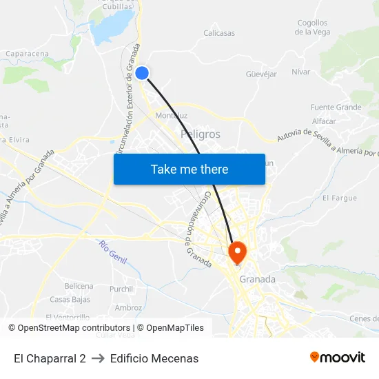 El Chaparral 2 to Edificio Mecenas map