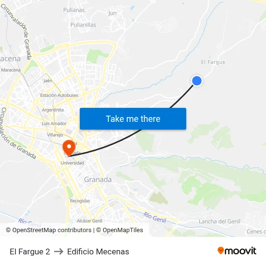 El Fargue 2 to Edificio Mecenas map