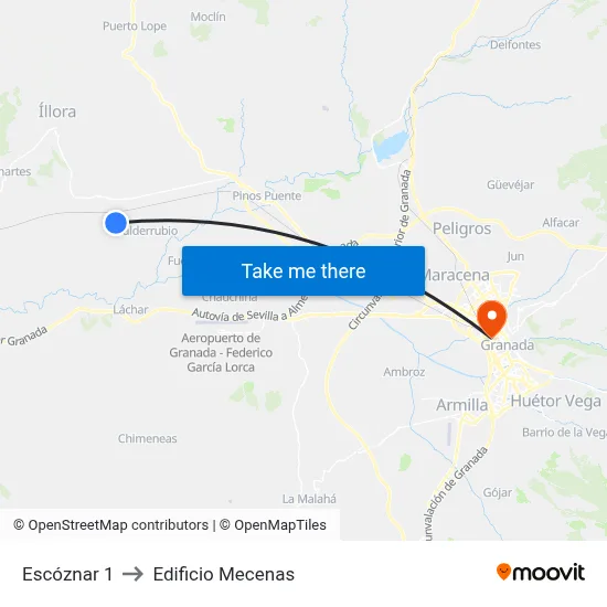 Escóznar 1 to Edificio Mecenas map