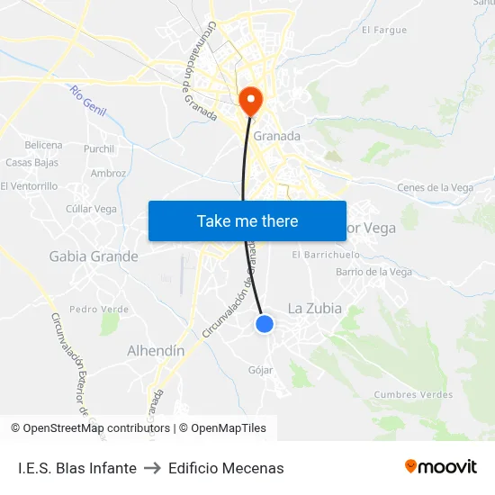 I.E.S. Blas Infante to Edificio Mecenas map