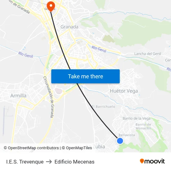 I.E.S. Trevenque to Edificio Mecenas map
