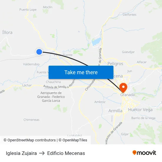 Iglesia Zujaira to Edificio Mecenas map
