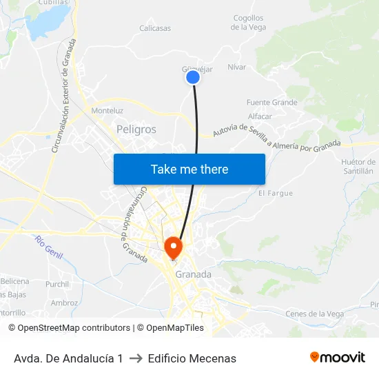 Avda. De Andalucía 1 to Edificio Mecenas map