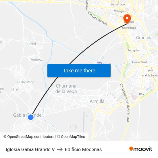 Iglesia Gabia Grande V to Edificio Mecenas map