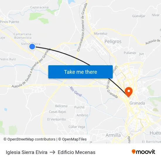 Iglesia Sierra Elvira to Edificio Mecenas map