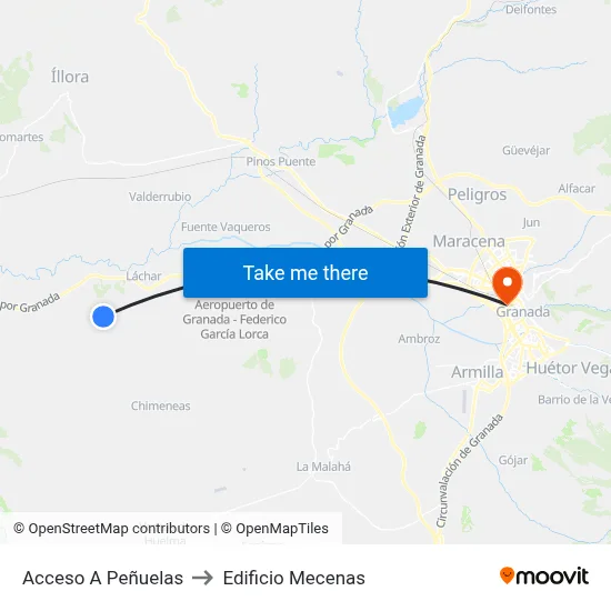 Acceso A Peñuelas to Edificio Mecenas map