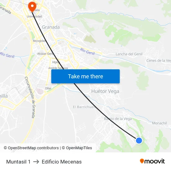 Muntasil 1 to Edificio Mecenas map