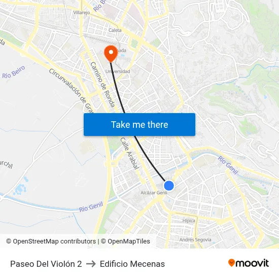Paseo Del Violón 2 to Edificio Mecenas map