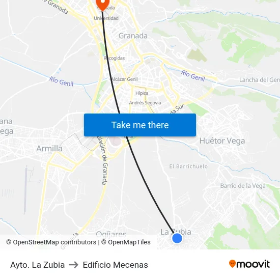 Ayto. La Zubia to Edificio Mecenas map