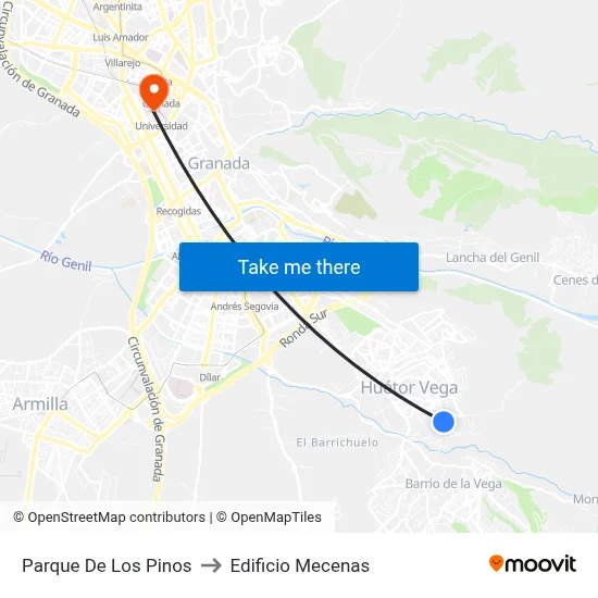 Parque De Los Pinos to Edificio Mecenas map