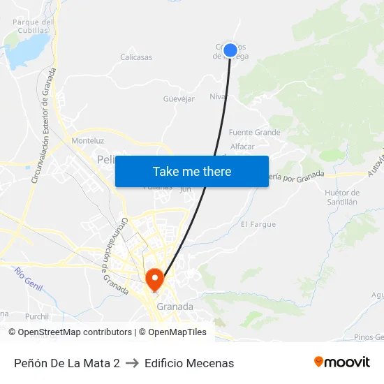 Peñón De La Mata 2 to Edificio Mecenas map