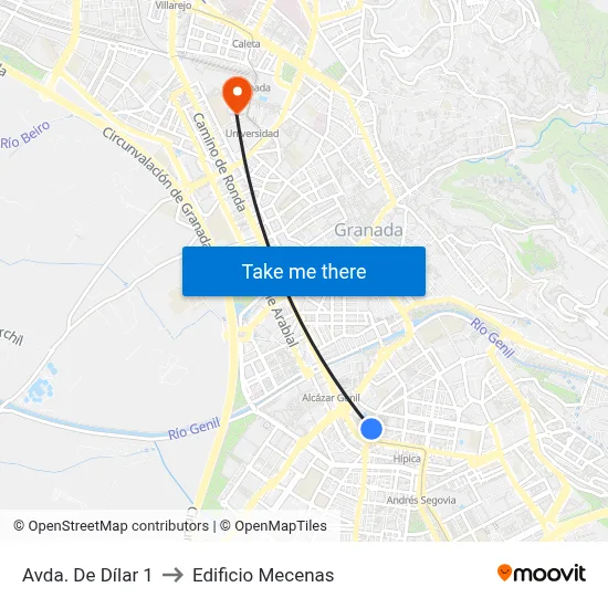 Avda. De Dílar 1 to Edificio Mecenas map