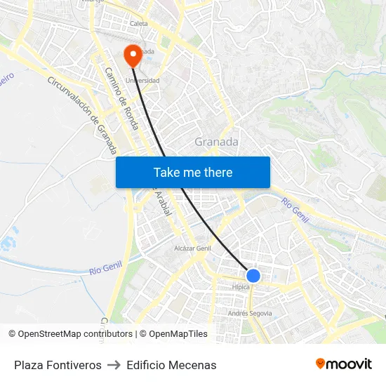 Plaza Fontiveros to Edificio Mecenas map