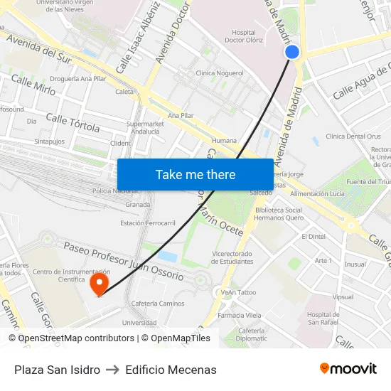Plaza San Isidro to Edificio Mecenas map