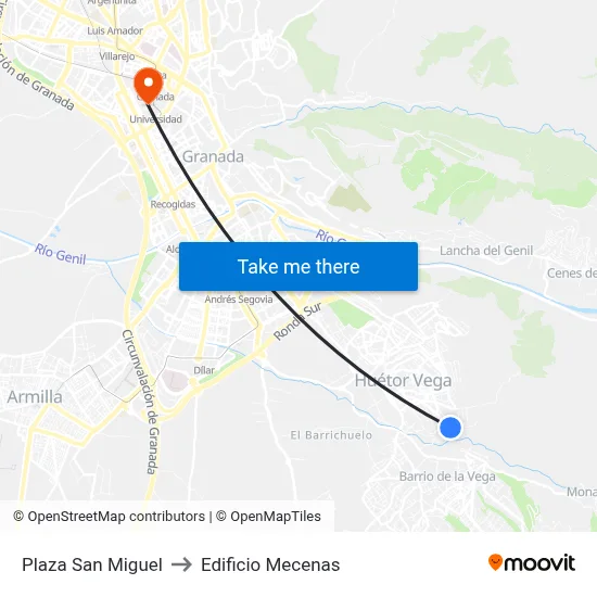 Plaza San Miguel to Edificio Mecenas map
