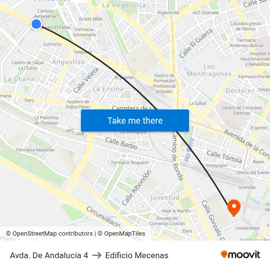 Avda. De Andalucía 4 to Edificio Mecenas map