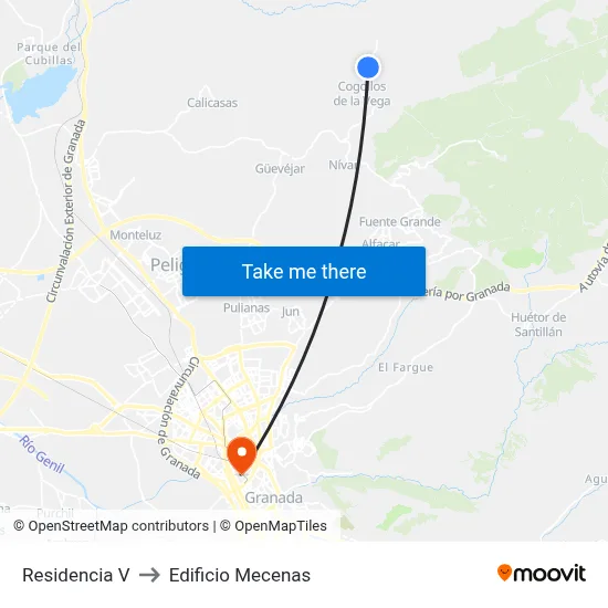 Residencia V to Edificio Mecenas map