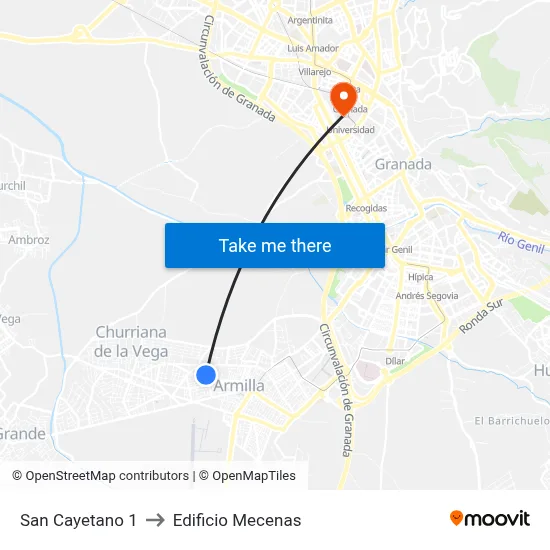 San Cayetano 1 to Edificio Mecenas map