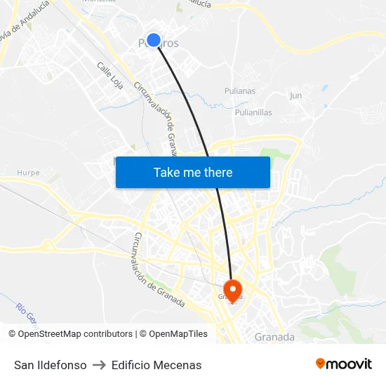 San Ildefonso to Edificio Mecenas map