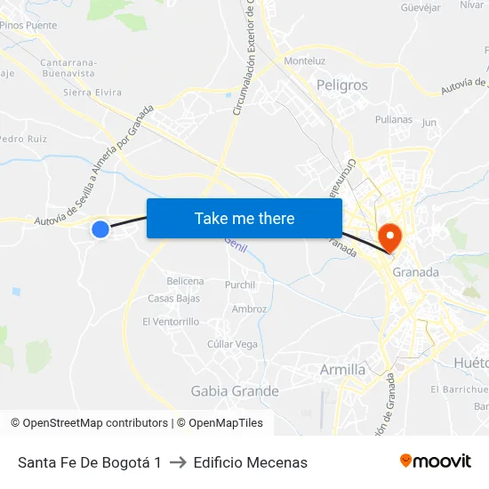 Santa Fe De Bogotá 1 to Edificio Mecenas map