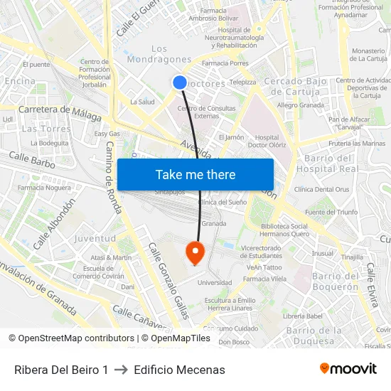 Ribera Del Beiro 1 to Edificio Mecenas map
