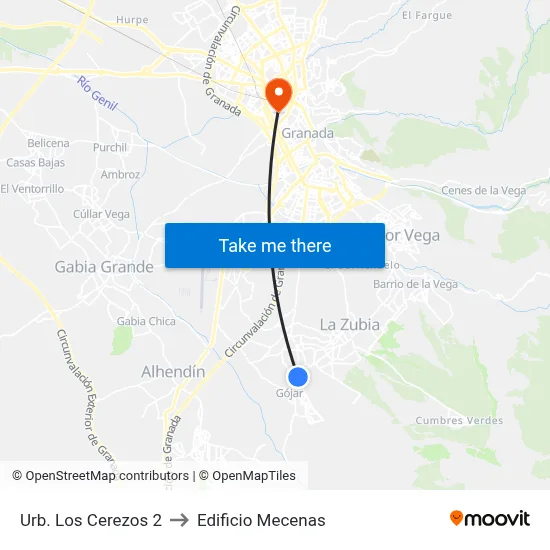 Urb. Los Cerezos 2 to Edificio Mecenas map