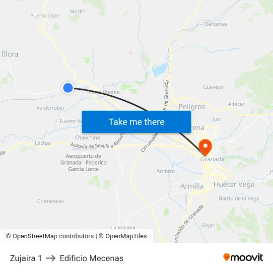 Zujaira 1 to Edificio Mecenas map