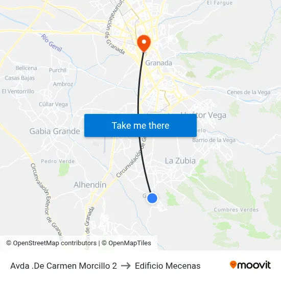 Avda .De Carmen Morcillo 2 to Edificio Mecenas map