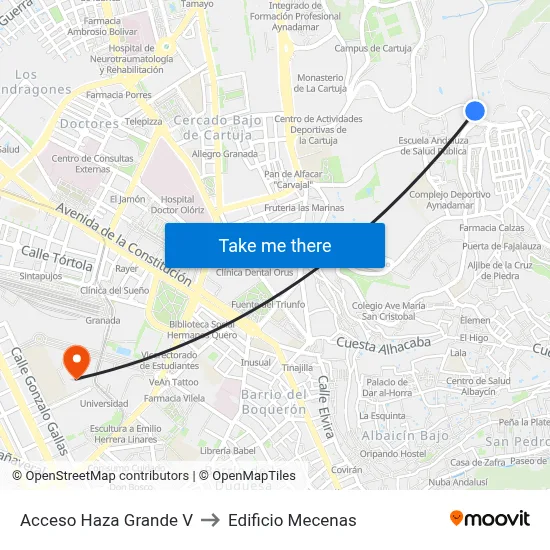 Acceso Haza Grande V to Edificio Mecenas map