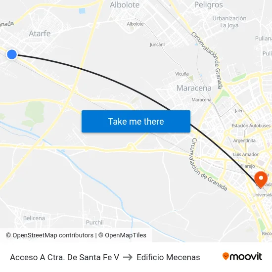 Acceso A Ctra. De Santa Fe V to Edificio Mecenas map