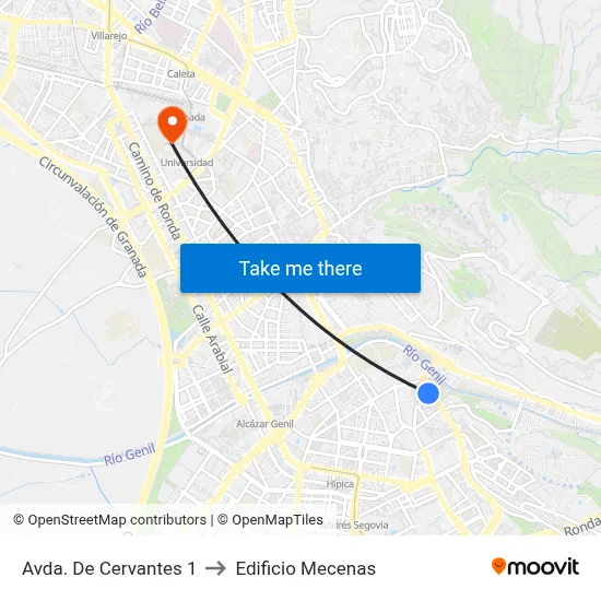 Avda. De Cervantes 1 to Edificio Mecenas map