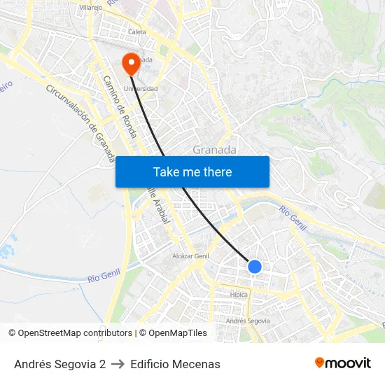 Andrés Segovia 2 to Edificio Mecenas map