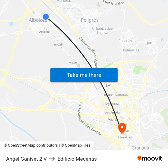 Ángel Ganivet 2 V to Edificio Mecenas map