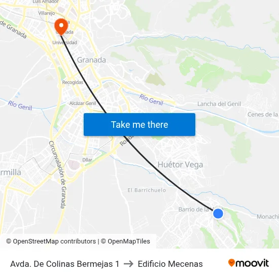 Avda. De Colinas Bermejas 1 to Edificio Mecenas map