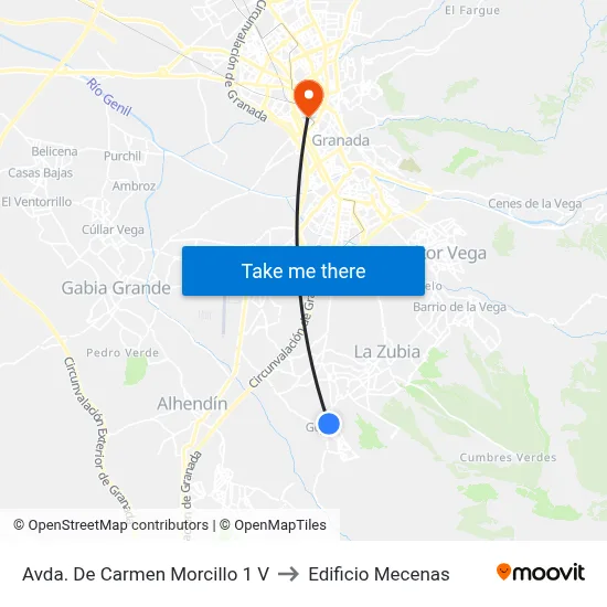 Avda. De Carmen Morcillo 1 V to Edificio Mecenas map