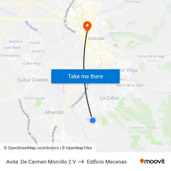 Avda .De Carmen Morcillo 2 V to Edificio Mecenas map
