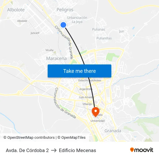Avda. De Córdoba 2 to Edificio Mecenas map