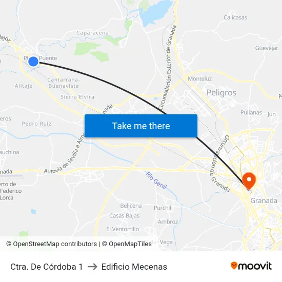 Ctra. De Córdoba 1 to Edificio Mecenas map