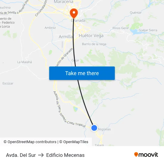 Avda. Del Sur to Edificio Mecenas map