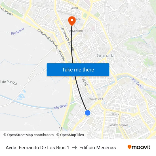 Avda. Fernando De Los Ríos 1 to Edificio Mecenas map