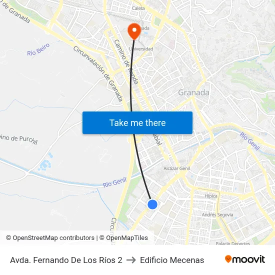 Avda. Fernando De Los Ríos 2 to Edificio Mecenas map