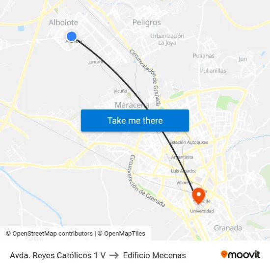Avda. Reyes Católicos 1 V to Edificio Mecenas map
